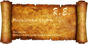 Ruzsicska Endre névjegykártya